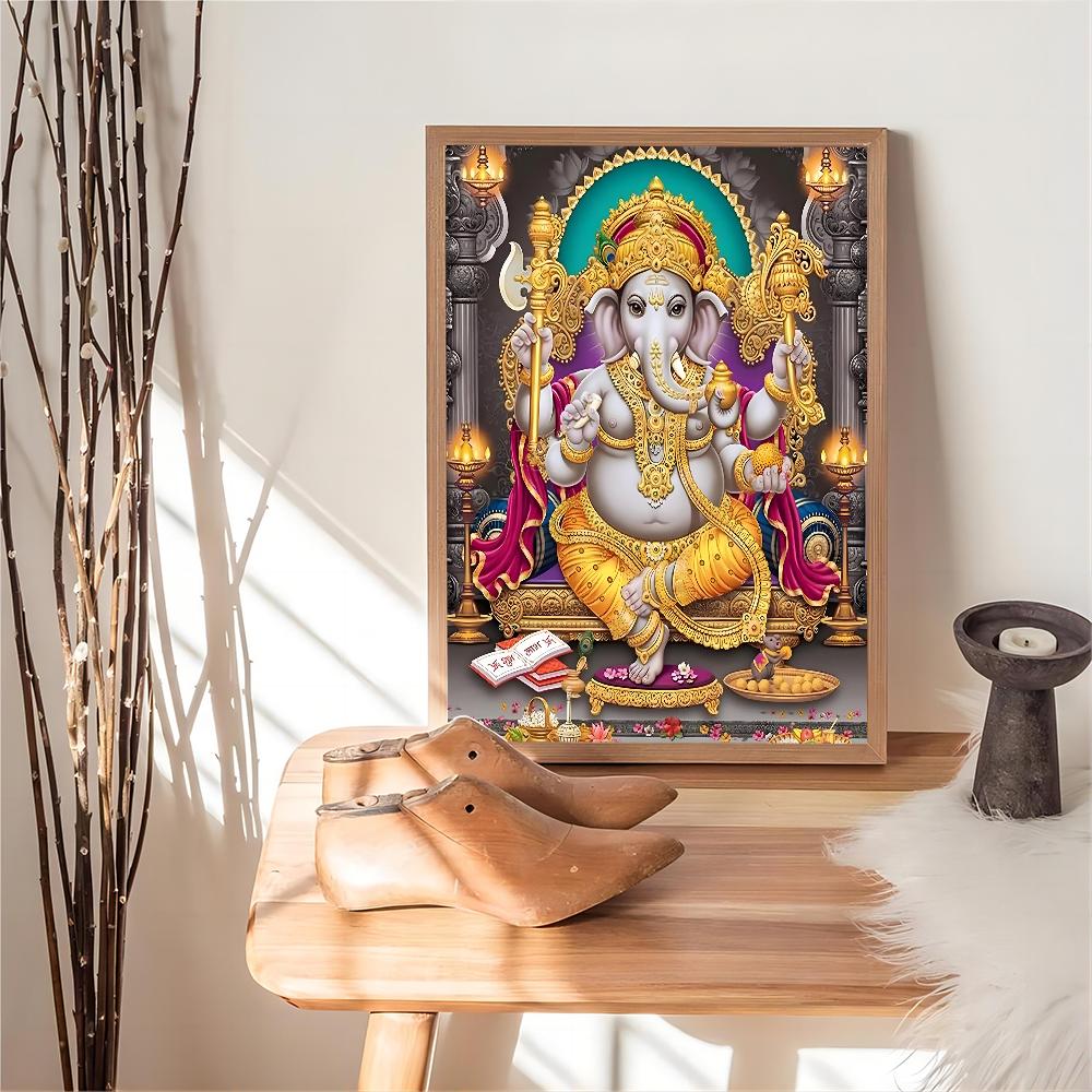 Религия Слон Бог Индия Индуизм Ганеша Классика Винтаж Плакаты Декорацион Живопись Настенное искусство Белая крафт-бумага Kawaii