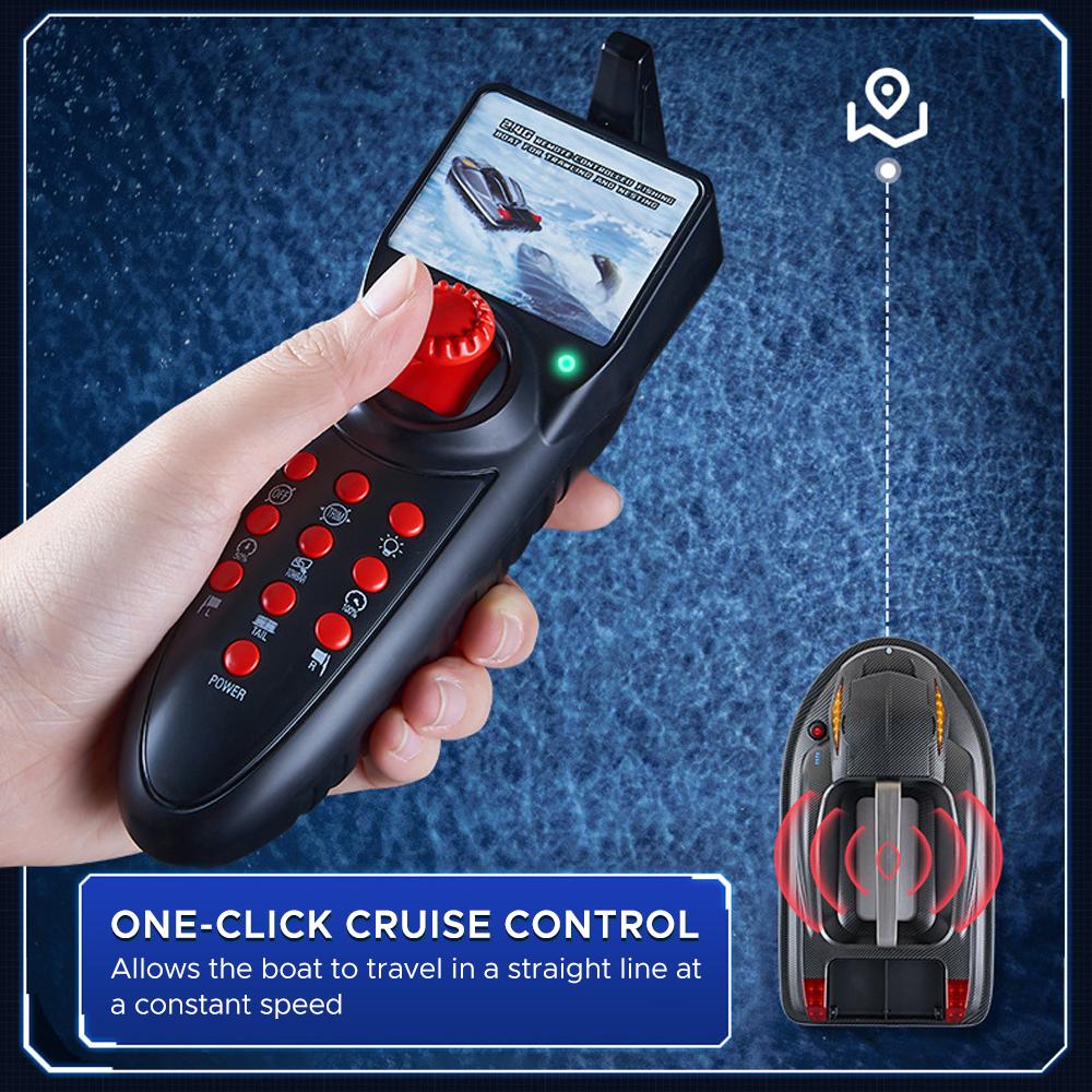 Large Outdoor 3 Hopper High Speed RC Fishing Boat 500M 7KG Load Voice Broadcast Smart Route