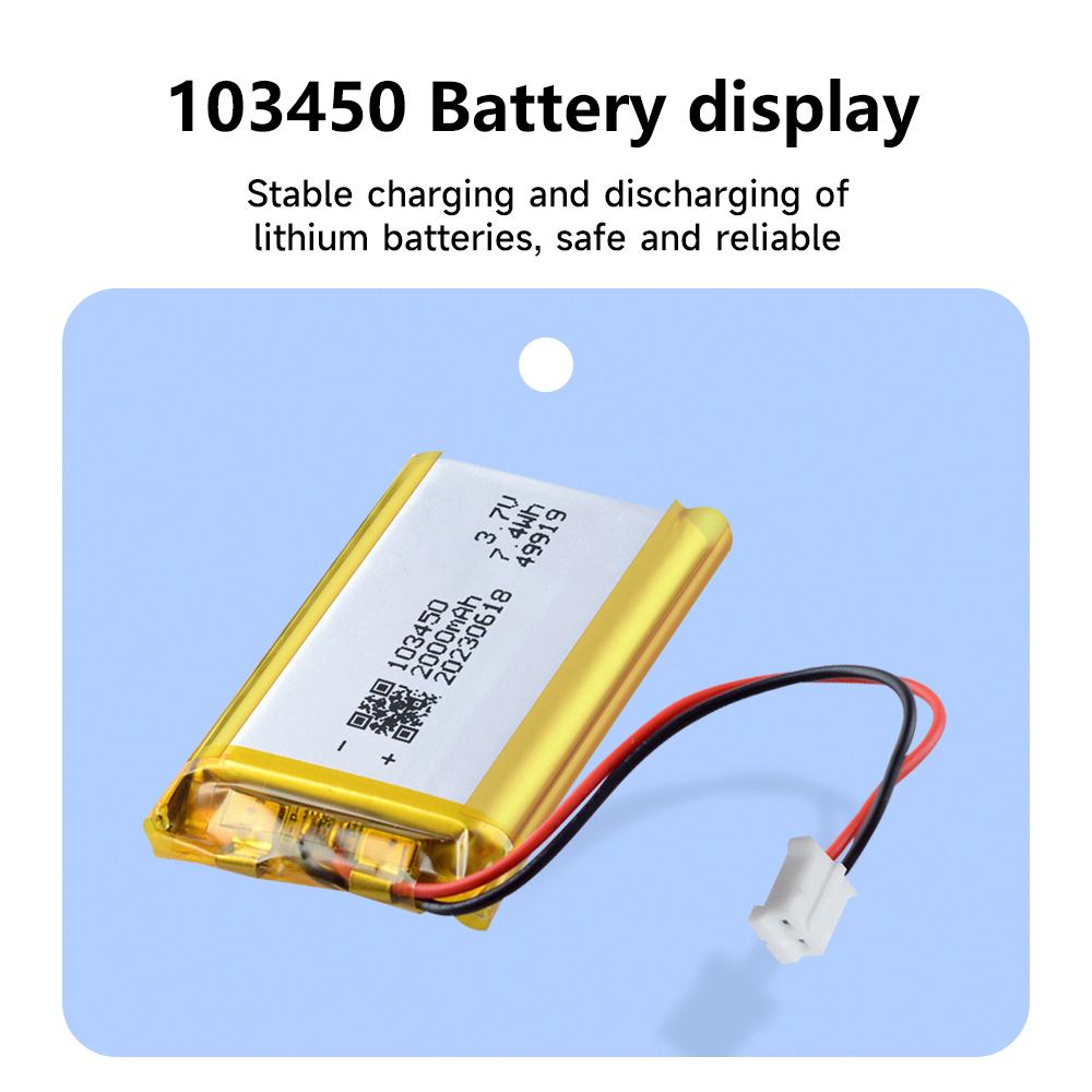 Rechargeable 3.7V 2000mAh Li-Po Battery 103450 Lithium Polymer Battery Li-Po Li Ion Lipo Cells For GPS MP3 MP4 Driving Recorde