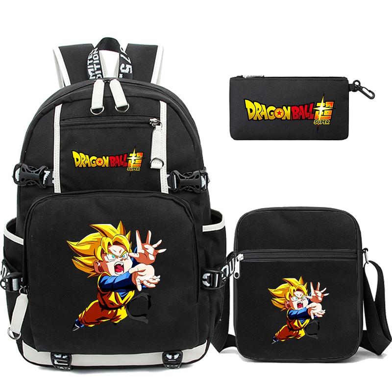 3Pcs/set Anime Dragon Ball Laptop Backpack Unisex Bagpack with Lunch Handbag for Girl Boy Teenager Schoolbag Men Women Leisure Bag Rucksack Mochila