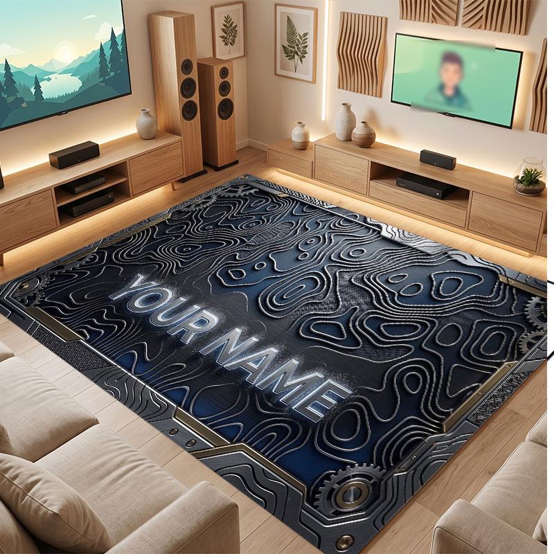 Decorative Artwork Theme Crystal Velvet Floor Rug Personalized Custom Name Text Warm Carpet Home Decoration