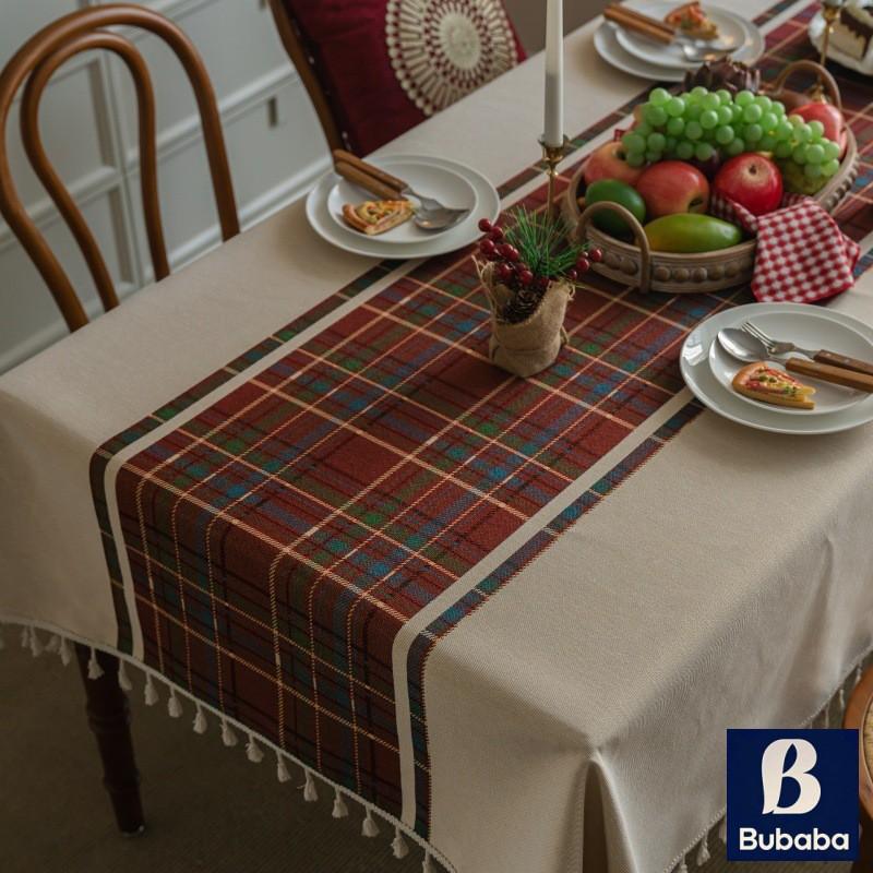 American Style Plaid Tablecloth Vintage Tassel Table Cover Living Room Rectangle Dining Cloth