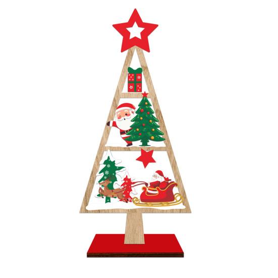 Christmas Ornament Santa Claus Snowman Elk Wooden Tree Desktop Decoration Festive Atmosphere Party Decor