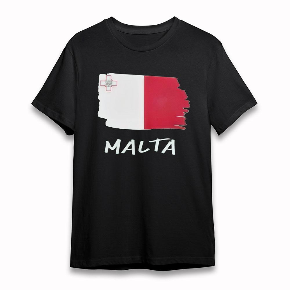 Women's Comfy T-Shirt Malta Red Cross Flag Tee Short Cotton Oversize Tee Black