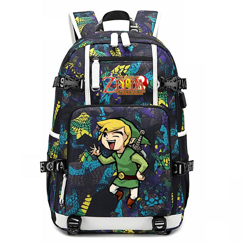 Рюкзак с принтом Zelda Zelda, наружный USB-порт, большая вместимость, дорожный рюкзак