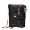 Fashion Men Wallets Double Zipper Large Capacity Pu Leather Male Pocket Purse Card Holder Wallet with Chain