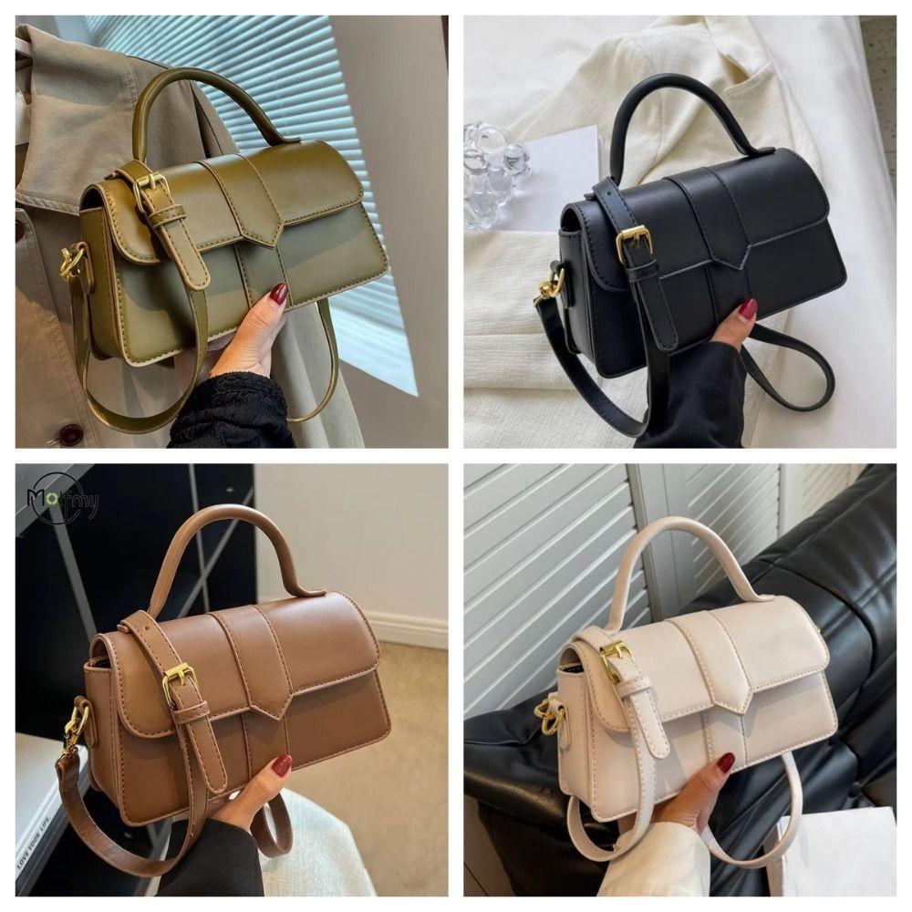 Pu Leather Women Commute Crossbody Bag Square Carrying Vintage Underarm Handbag Minimalist Waterproof Fashion Shoulder Bag