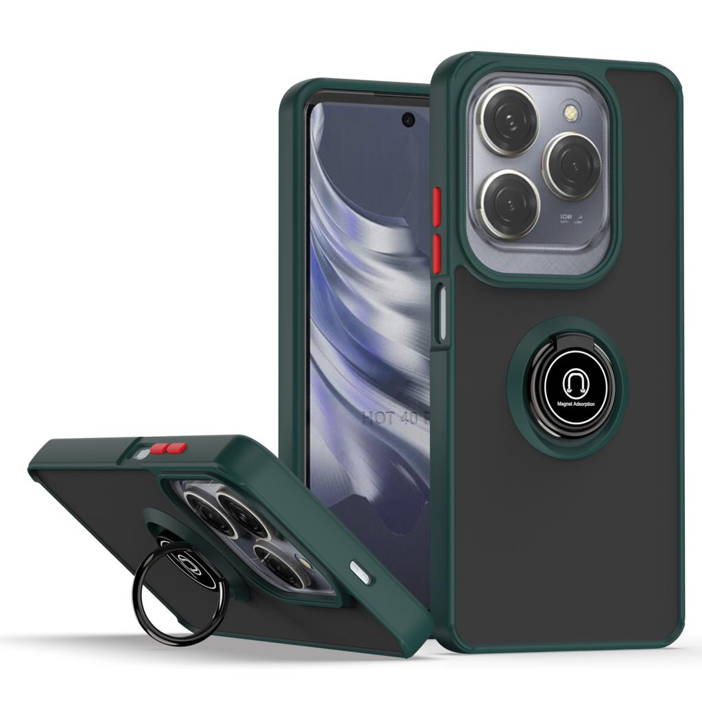 Чехол-броня Funda для Tecno Spark 20 Pro Чехол Магнитное кольцо-подставка Чехол для Infinix Hot 40 Pro Полностью защитный противоударный чехол