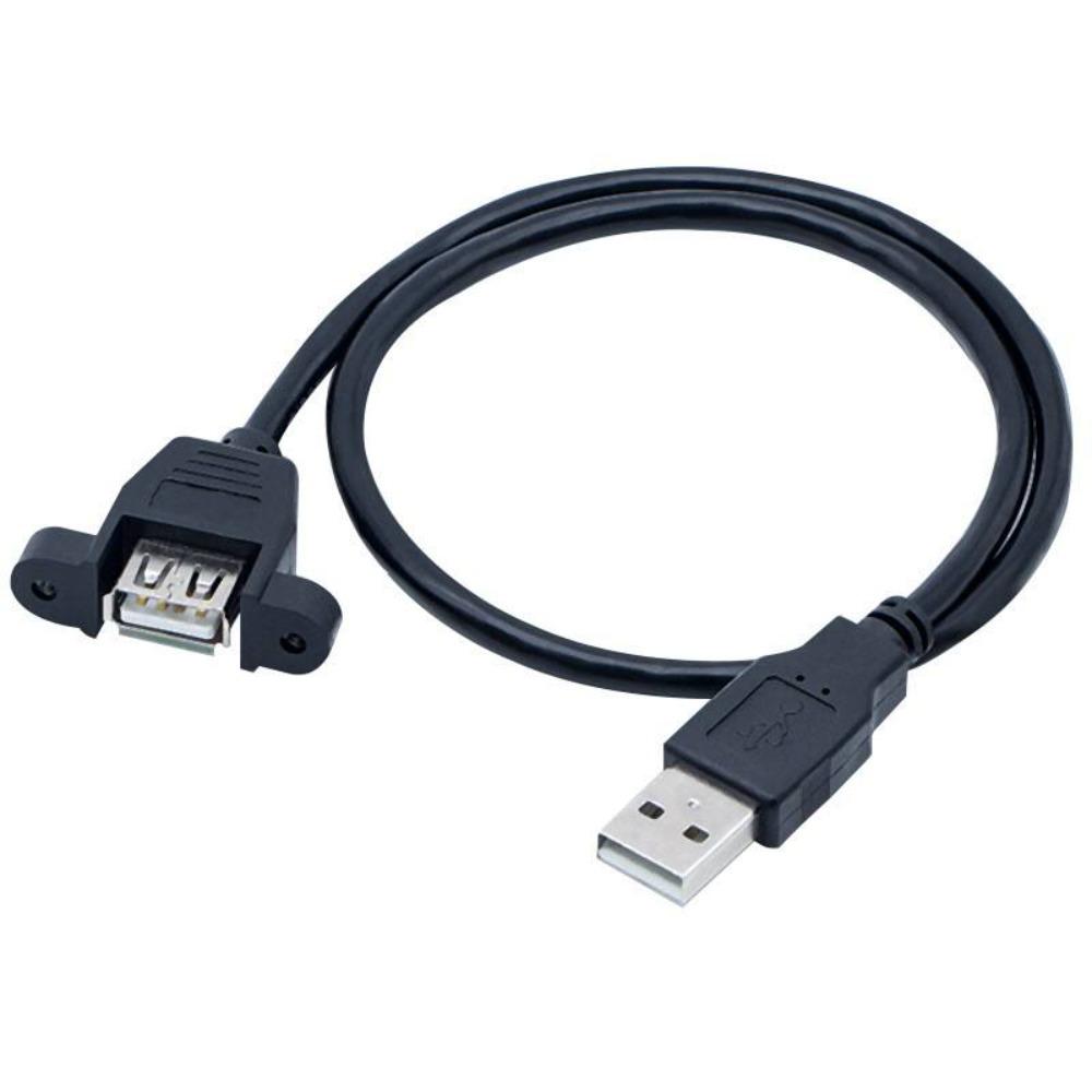 USB 2.0 Male to Female Extension Cable Screw Panel Mount Foil & Braided Shielded Industrial Cord for Control Chassis 0.3m‑5m