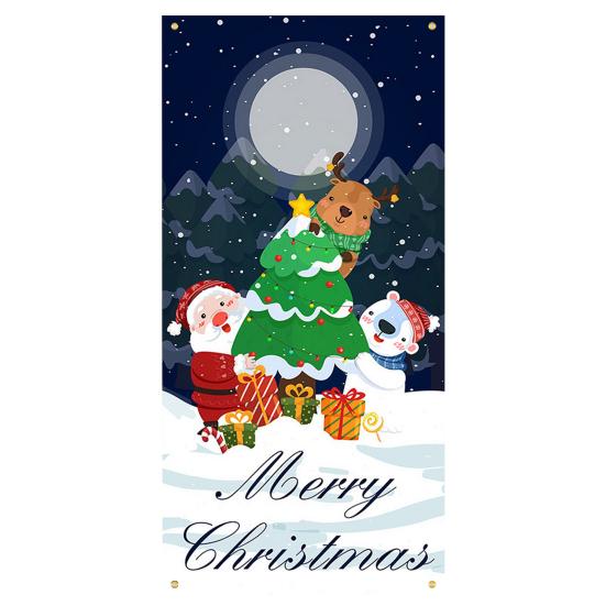 Рождественский занавес, баннер, многоразовый, легко повесить, праздничный дверной чехол для украшения дома, фотосъемка