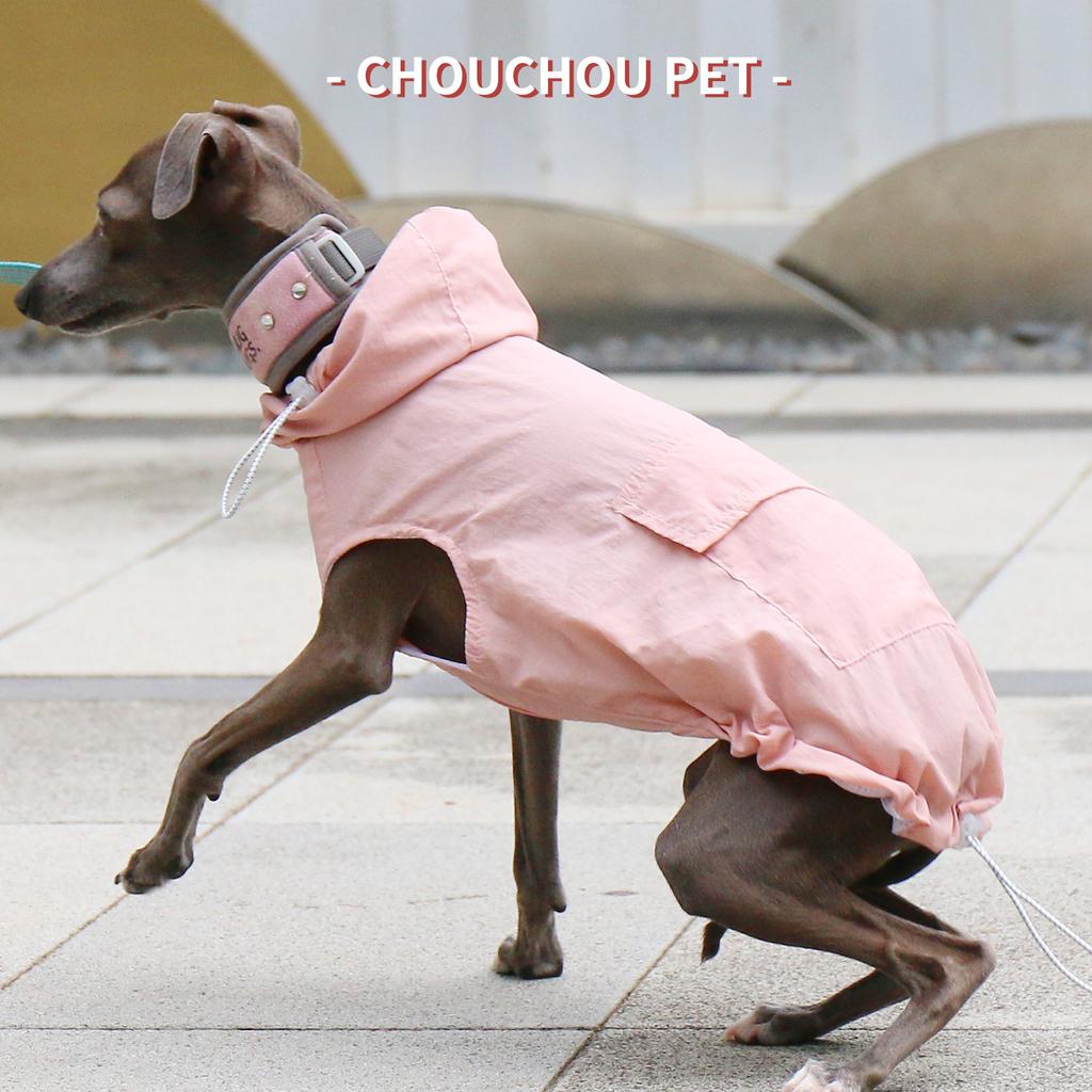 Autumn Greyhound Whippet Iggy Hooded Pet Vest Rainproof and Waterproof Adjustable Zipper Dog Clothes