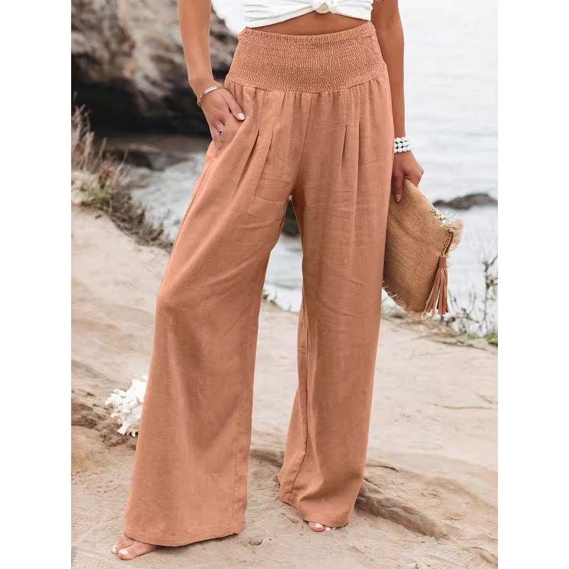 Casual Elastic High Waist Wide Leg Pants