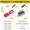 MECCANIXITY Автоматический выключатель DC 50V AC 125/250V 20A, Автоматический выключатель с автосбросом, шпилечный тип, с крышечными винтами, клеммами для проводов и 3:1 Термоусадка