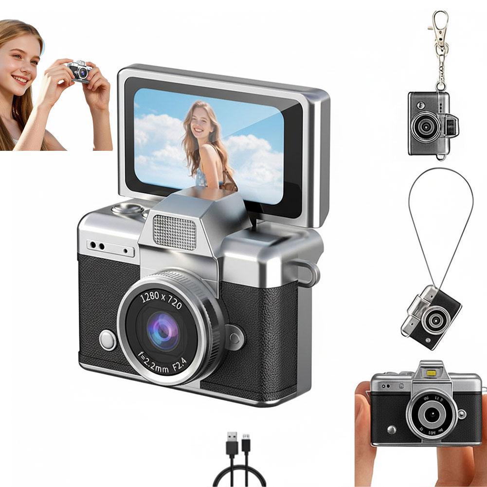 Retro Style Mini CCD Camera with 1.47 Inch Flip Screen Portable Sports Camera for Outdoor Travel Vlogging Photography Kids Gifts