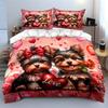 "Romantic Puppy Gift Set Design" Exquisite three-piece bedding set gift for kids and adults