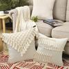 Tassel Pillowcase with Hidden Zipper Fringe Decor Square Shape Bohemian Style Office Couch Decoration Throw Pillow Cover Living Room Bedroom