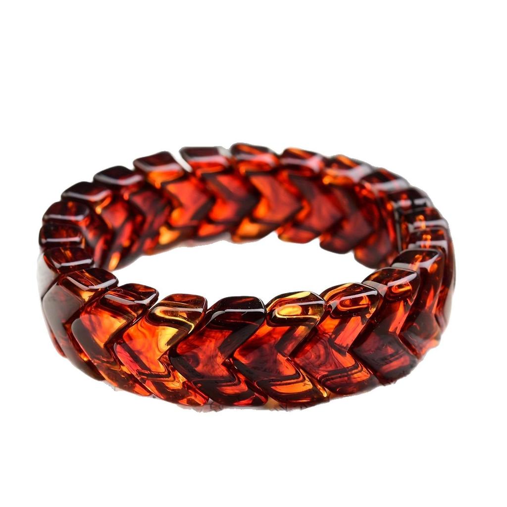 Янтарный браслет с костью рыбы для мужчин и женщин - этнический стиль