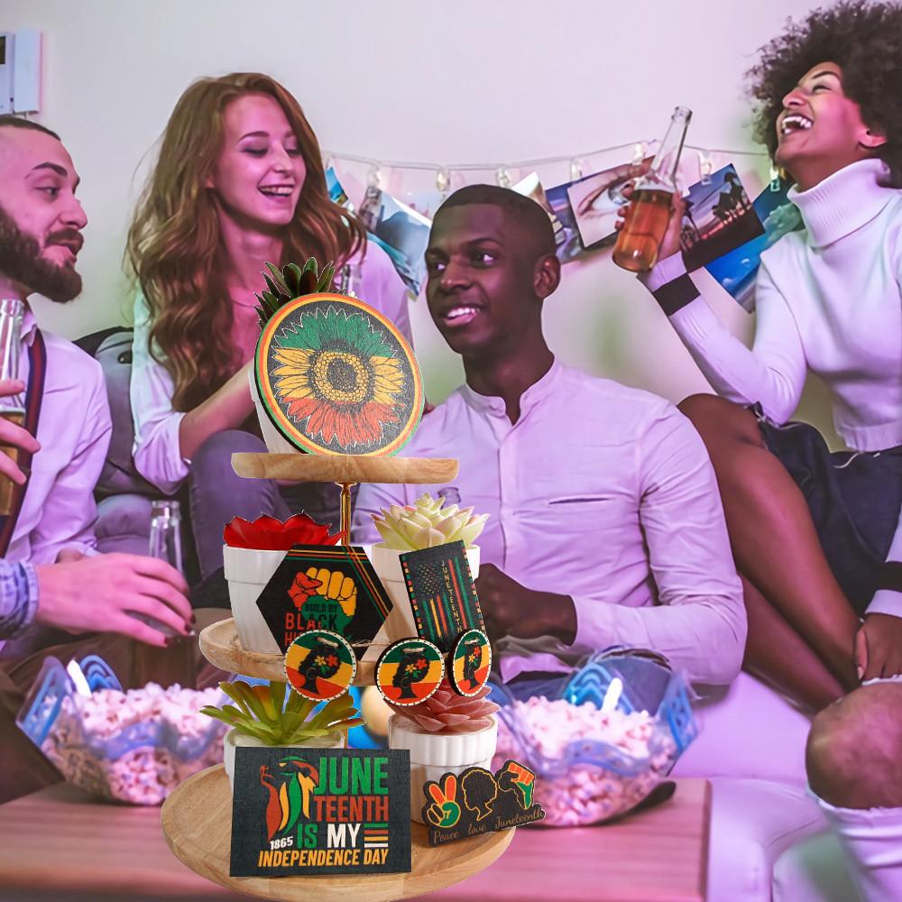 Stylish June Festival Wooden Tray Decoration For Creating A Joyous Juneteenth Atmosphere