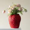 Cartoon Strawberry Ceramic Vase Cute Fruit Pot for Hydroponic Plants Floral Arrangement Home Decor Terrarium Accessories Gift