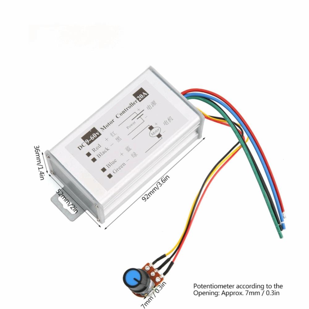 Potentiometer Control DC Motor Speed Controller 9-60V DC Variable Speed Regulator For DC Motors