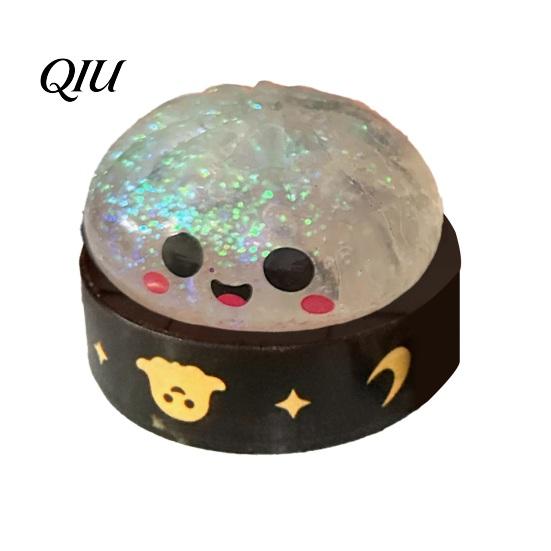 Anxiety Relief Gifts for Kids Halloween Ghost Bun Stress Ball, Glitter Slow Rising TPR Fidget Toy Desk Decorations with Steamer, Cute Spooky