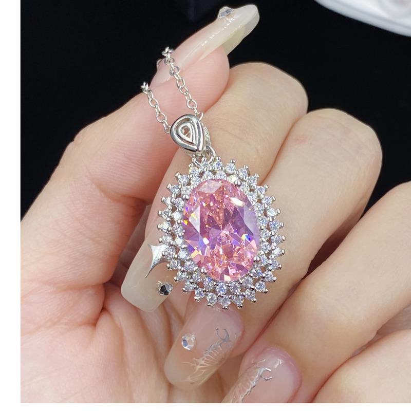 BELLA BOX Palace Style Luxury Simulation Pink Tourmaline Pendant Suitable For Women's Daily Party Fashion Jewelry