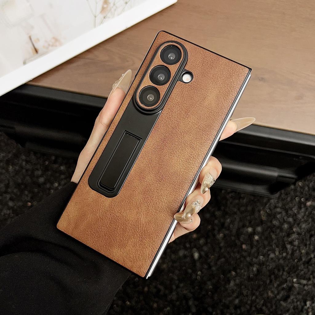 Чехол-подставка с кожаным покрытием из ПК для Samsung Galaxy Z Fold7 5G, складной чехол для телефона