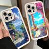 Чехол для телефона iPhone 17 Air 16E 15 16 Pro Max Аниме Эстетичный Пейзаж Чехол 14 Plus 13 12 Mini Мягкий Силиконовый Fundas