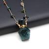Привет винтажное ожерелье с подвеской в ​​виде флакона духов из натурального камня, зеленое чернильно-синее кварцевое гравийное ожерелье для женщин, ювелирные изделия своими руками, подарки