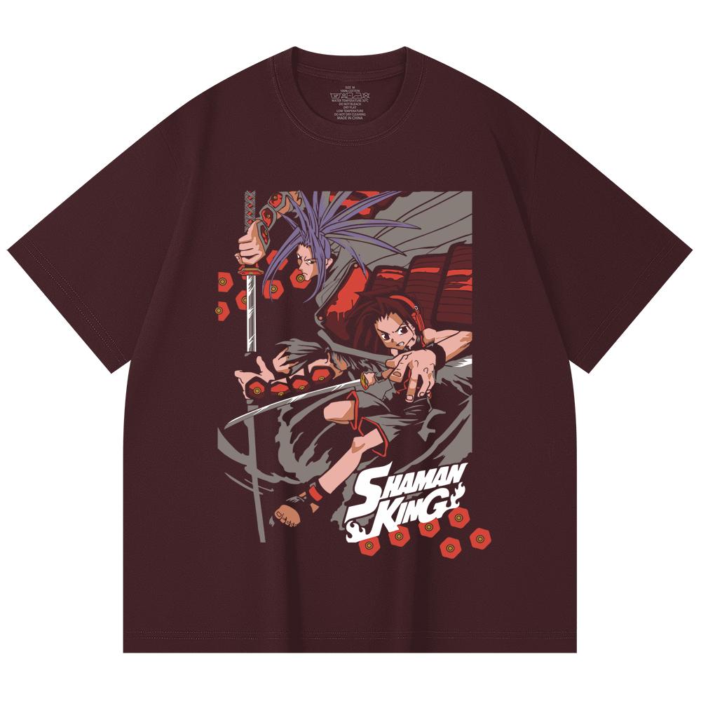 Унисекс футболка из 100% хлопка плотностью 230 г/м² с принтом Shaman King V1, тяжелый хлопок