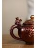 Yixing Artisan Handmade Jinbei Red Stoneware Floral Teapot with Secret Pattern