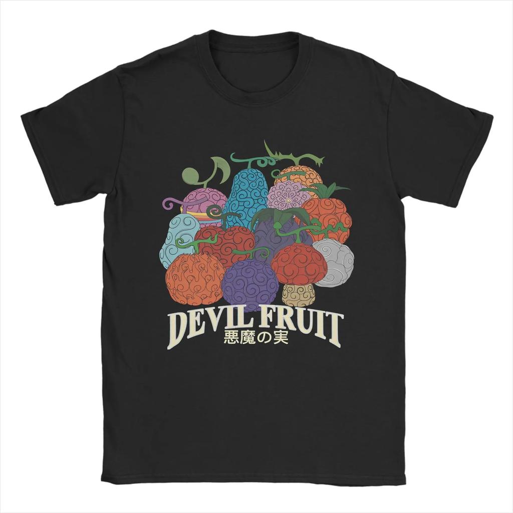 Anime Devil Fruit Varieties Illustration Men T Shirt Cartoon Funny Funny Tees Crew Neck T-Shirt Cotton Birthday Present Clothing