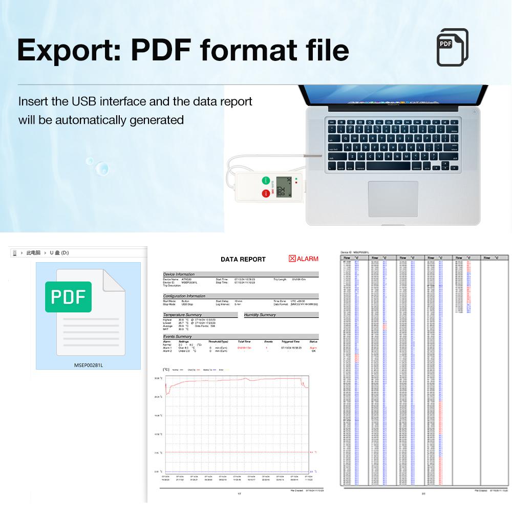 2025 -30°C~70°C Temperature Data Logger 65000 Points USB Report  Repeated use USB 2.0 Recorder Temp Analyzer NTC for Cold Chain