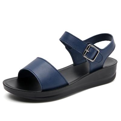 Fashion Summer Women's Sandals Luxury Wedges Slippers Black Platform Shoes for Women Shoes Zapatos De Mujer Leather Comfort Casu