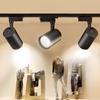 (3pcs Lamps+1m Rail) Full Set Led Track Lights 220V 12/20/30/40W COB Track Lamp Lighting Rail Spots Light Fixture Spotlights For Home Kitchen Shop