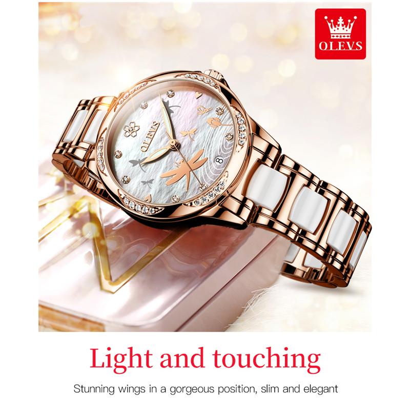 OLEVS 6610 With Gift Box Luxury Fashion Automatic Mechanical Watch Waterproof Noble Luminous Diamond Set Elegant Women's Watch