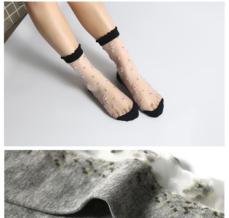 Летние цветочные кружевные ультрапрозрачные женские носки, прозрачные носки, милые, обтягивающие, стильные, дышащие, тонкие, носки, летние, классные, носки,