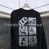 ERD Sad Rich Kid Graffiti Print Long Sleeve T-Shirt Loose Fit Streetwear Teens