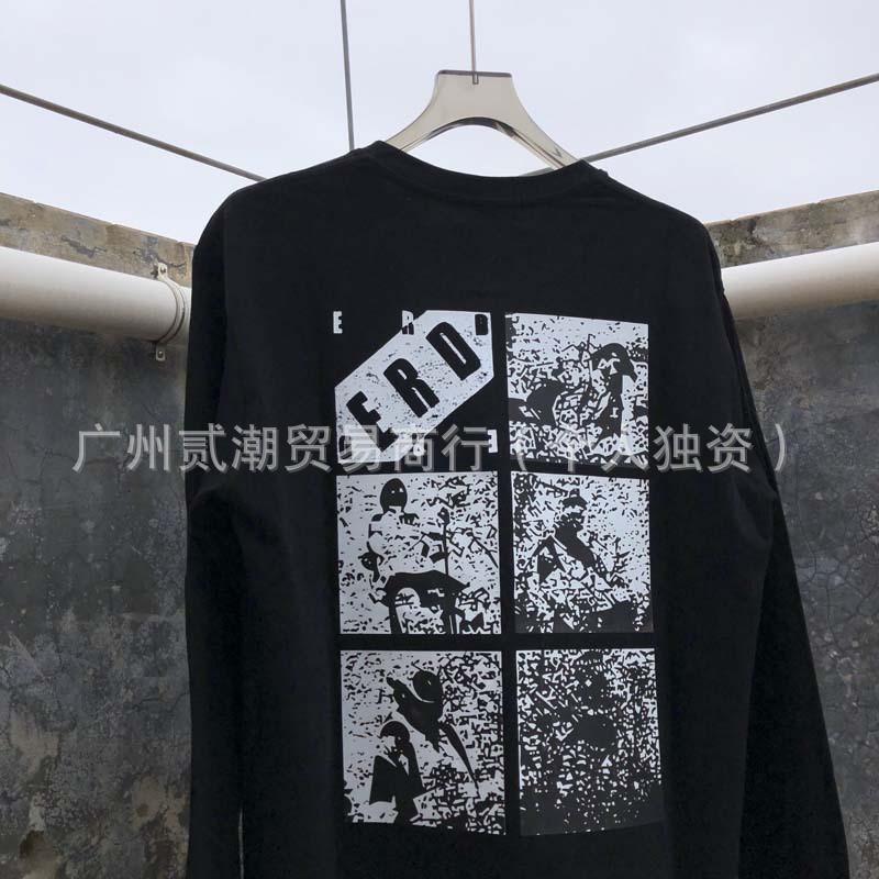 ERD Sad Rich Kid Graffiti Print Long Sleeve T-Shirt Loose Fit Streetwear Teens