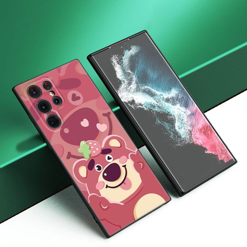 L-Lotso S-Strawberry Bear черный силиконовый чехол для телефона Samsung Galaxy S23 S21 S20 FE S24 S22 Ultra S10E S10 S9 S8 Plus