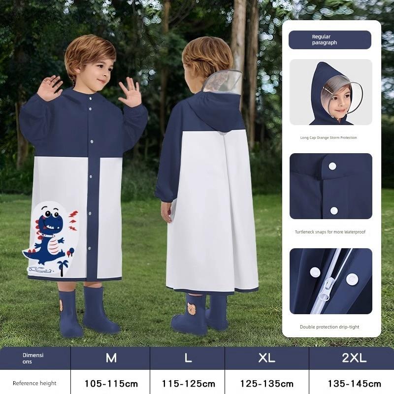 2026 New Model Children's Raincoat, Storm-Proof, Breathable for Girls in Summer, Kindergarten-Specific, with Backpack Space, Long Style