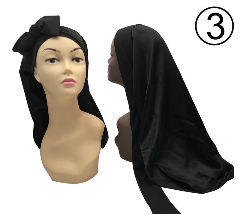 Ready to Ship Long Large Braid Hair Bonnet Sleeping Stain Hair Bonnets and Satin Silk Hair Wraps with Tie Scarf Bonnet