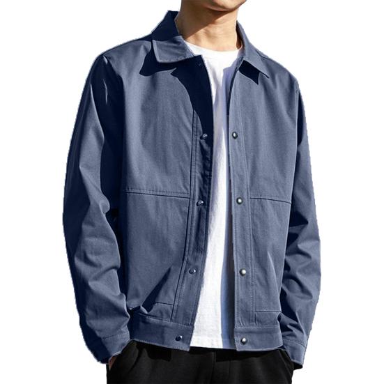 Мужская куртка с лацканами, длинным рукавом, застежкой на пуговицы, пальто с боковыми карманами, весна-осень, однотонная повседневная верхняя одежда