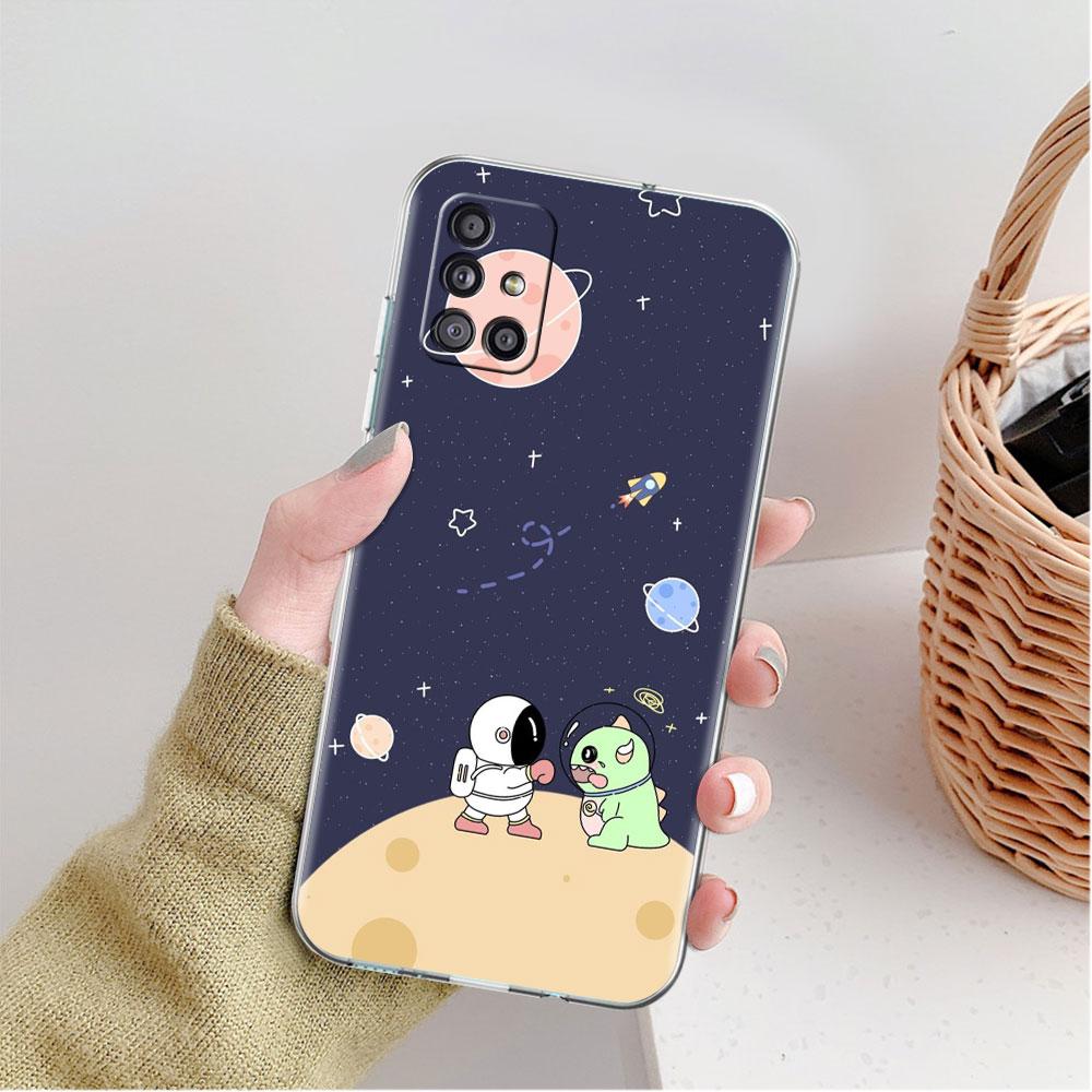 Clear Case For Samsung Galaxy A52 A12 A51 A32 A21s A71 A32 A22 50 A70 A31 A72 5G Phone Cover Dinosaur Cartoon