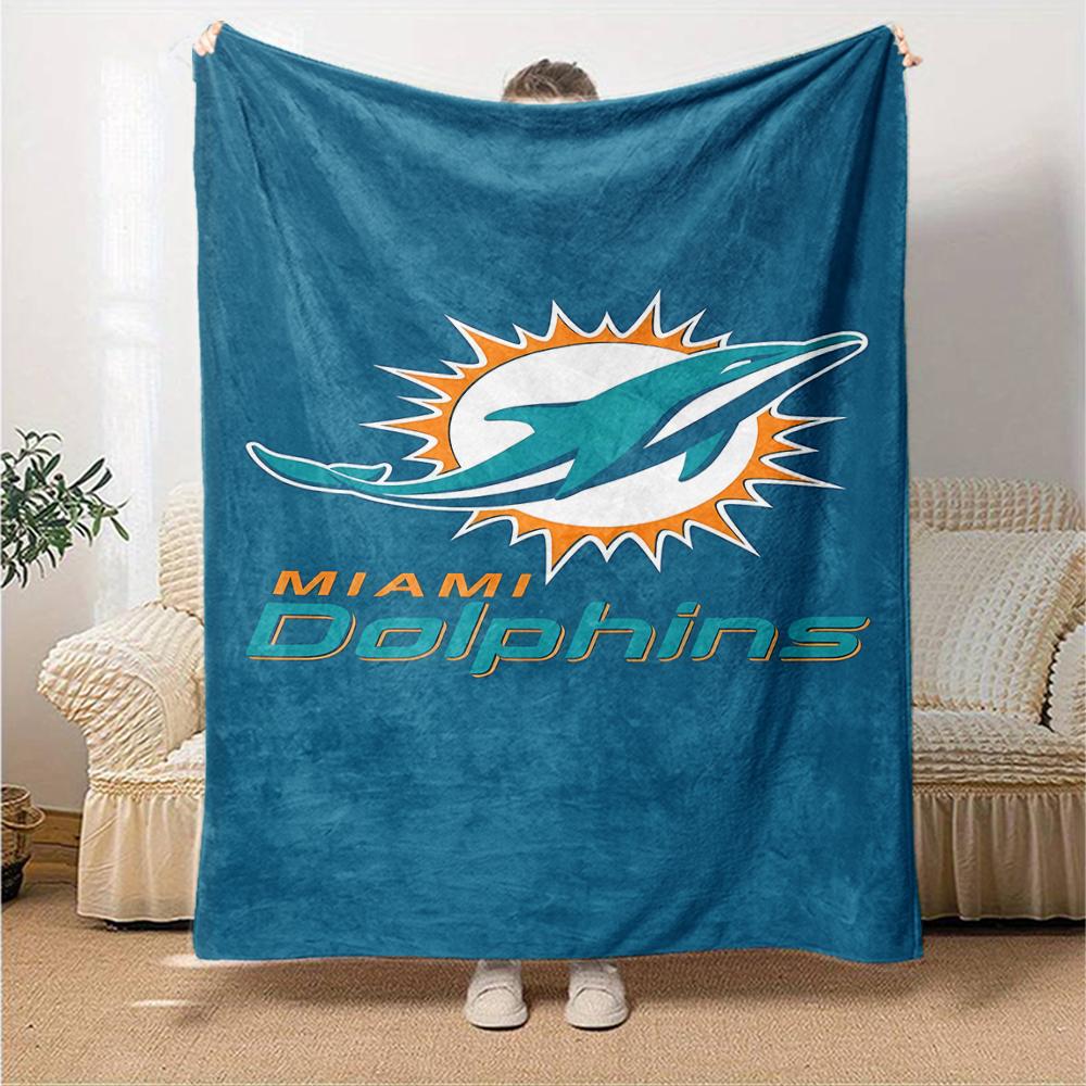 1pc Blanket - Miami Dolphins logo Print Design,Lightweight Blanket for Sofa,Bed- Soft &Warm,Gift for All Seasons