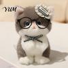 Plushie Gift for Girls Cute Plush Kitten Pendant with Glasses And Tie, Soft Stuffed Animal Keychain Backpacks Keys, Decorative Hanging Kids Toy