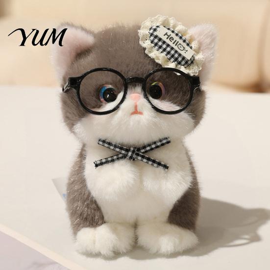 Plushie Gift for Girls Cute Plush Kitten Pendant with Glasses And Tie, Soft Stuffed Animal Keychain Backpacks Keys, Decorative Hanging Kids Toy