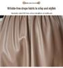 Women's Black PU Leather Midi Skirt - Spring/Autumn High Waist Pleated A-line with Hip-covering Slimming Design