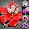 Crystal Rhinestone Lily Flower Scarf Brooch Pin Women Elegant Jewelry Gift