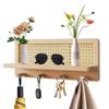 Плетеная настенная полка Подвесные деревянные полки в стиле бохо Настенный крючок Фермерский декор Деревенский настенный органайзер Книжные полки с крючками